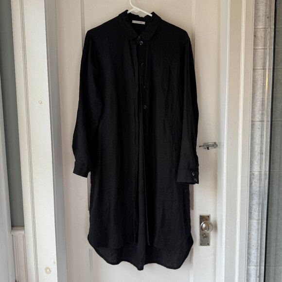 Ode to Sunday: "Ida Linen Shirt Dress" Black. Size M. - Picture 1 of 3